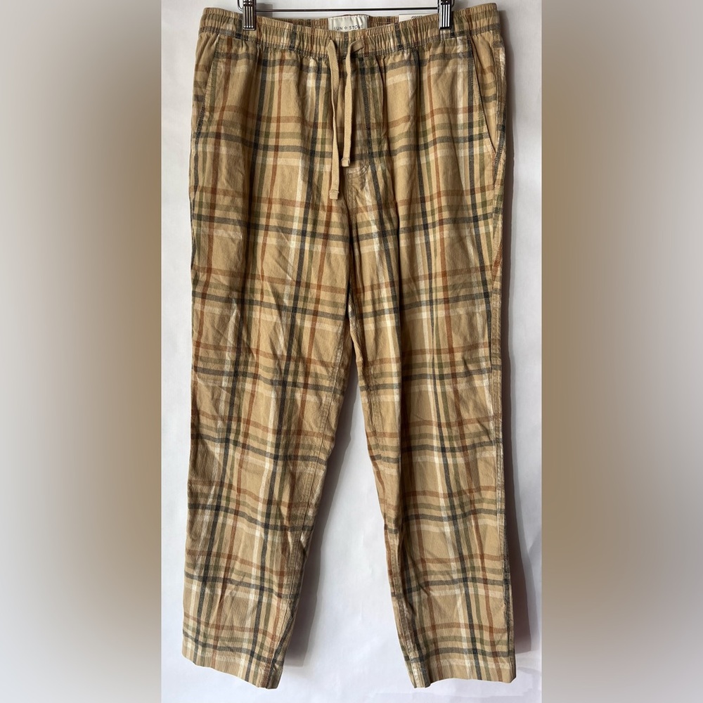 Sun‎ + Stone Men's Plaid Jogger Size L NEW